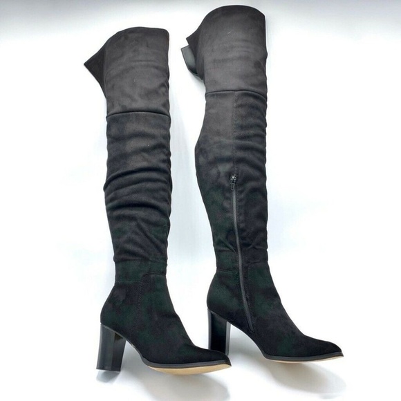 NEW Olivia Miller Boots Textile Block High Heel 9 - Picture 4 of 8